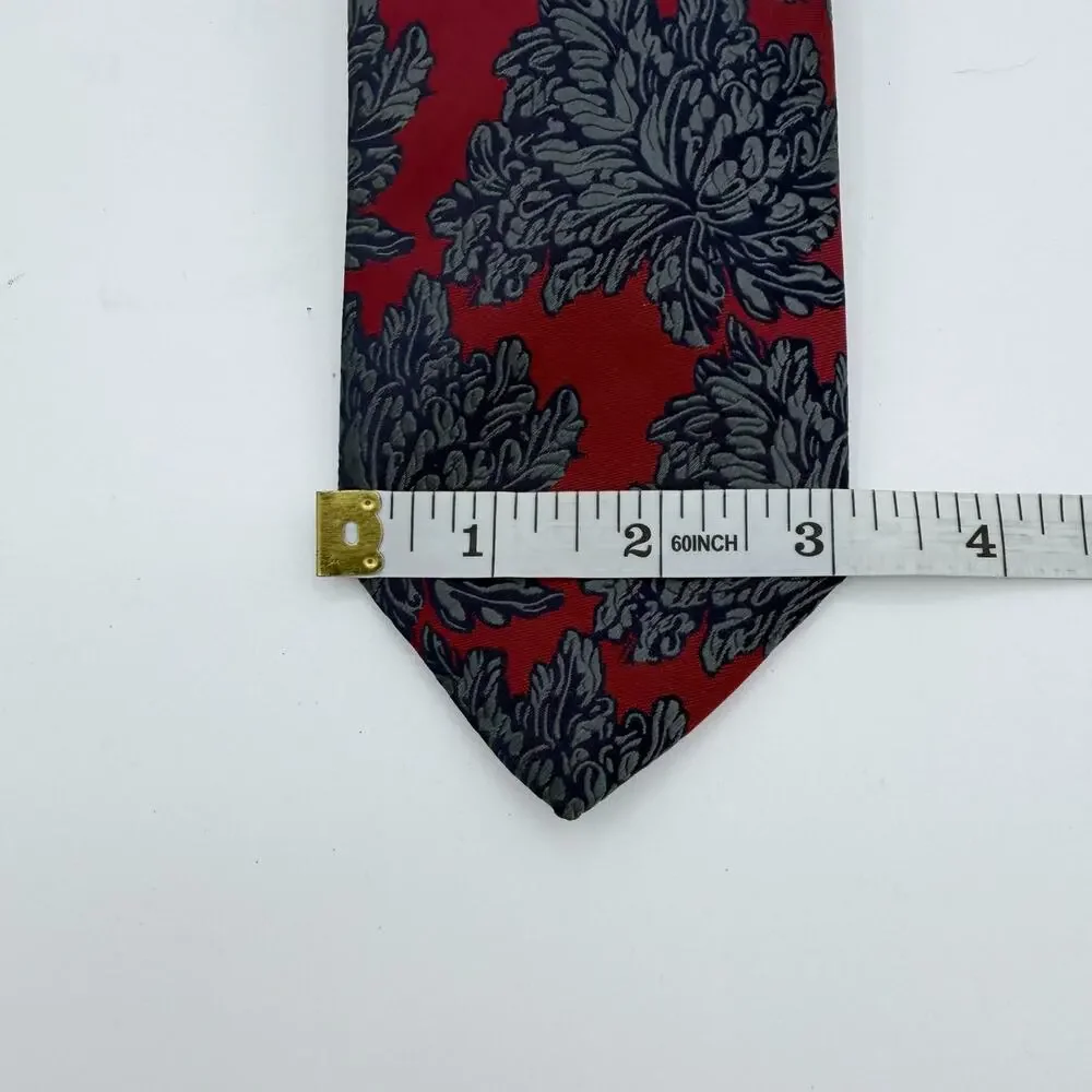 Penrose London 100% Silk Tie Burgundy Gray Floral Made in England
